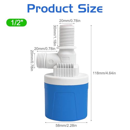 1/2" Top Inlet Water Float Valve, 2 Pack Automatic Water Level Control Valve For Water Tank Water Trough Pool Livestock Troughs Distille Solar Energy Auto Pot Aquarium - size: 1/2" Top Inlet (2 Pack)