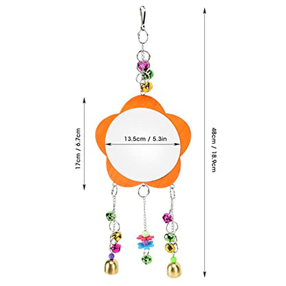 Yctze Pet Chicken Toy Mirror with Colorful Bell Chain - Rooster Mirror for Chickens, Interactive and Engaging Hanging Toy
