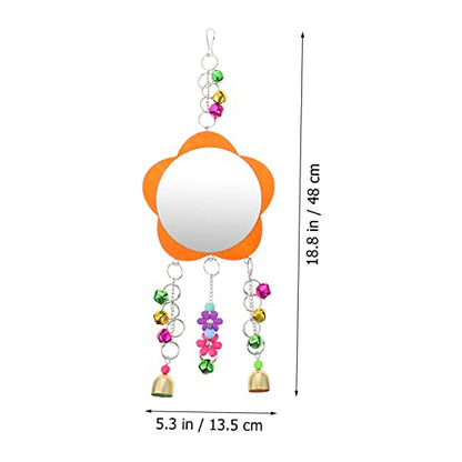 Abaodam 1pc Chicken Mirror Toy Bird Mirror Bell for Parrots Fun Plaything for Hens and Coop Pet Cage Accessory