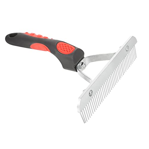 Garneck Durable Horse Hair Comb Grooming Rake with Rubber Handle Cattle Practical Metal Cleaning Brush to Remove Mud Shedding Hair and Comfortable Wrist Support