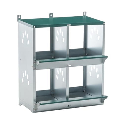Durable Metal Chicken Nesting Box for Hens – Wall-Mounted Poultry Nest with Ventilation, Easy-Clean Design for Backyard Coops (4-Hole,Green)