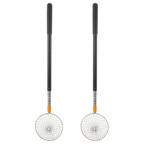 Kisangel 2pcs Chicken Egg Collecting Basket, Portable Metal Wire Holder with Telescopic Handle, Lightweight Egg Grabber for Gathering from Nest Boxes, 59 Inch Max Length