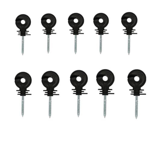 Electric Fencing Ring Insulators Electric Fence Trellis Insulation Nail Insulator for Livestock Breeding Pasture Trong Wire Connections(Black 10pcs) - color: Black 10pcs