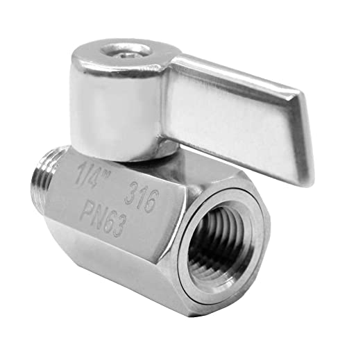 Beduan Mini Ball Valve Stainless Steel(316) 1/4" NPT Male x NPT Female Mini Ball Shutoff Valve(Pack of 2) - size: 1/4 Inch, style: 2 PACK
