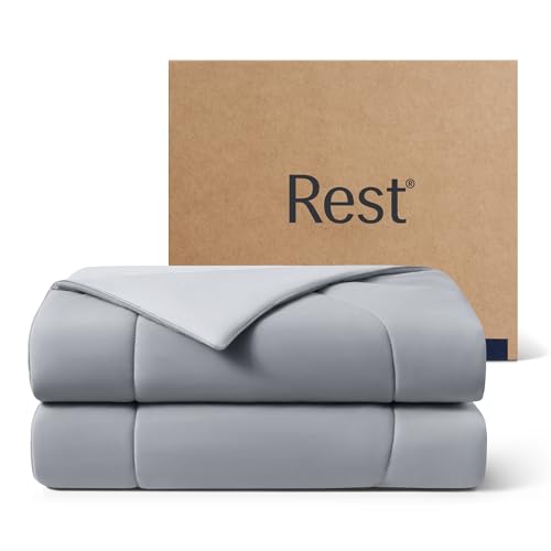 REST® Evercool® Cooling Comforter, Full/Queen, Blanket for Hot Sleepers, All Season Bedding to Keep Cool for Night Sweats, Breathable Lightweight Blanket, 90"x90" Inches, Cool Gray - color: Cool Gray, size: Full / Queen (90"x90")