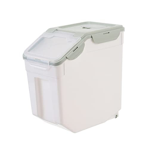 LIOOBO Pp Plastic Grain Storage Barrel Sealed Lids Pet Food Dry Container Dog Food Storage Case Nordic Design - color: Olive Green