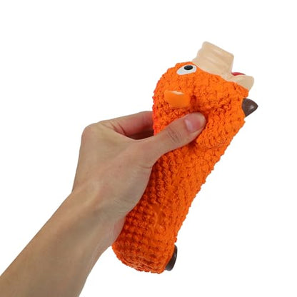 Dog Chew Pig Shape Latex Sturdy Teething for Puppies and Large Dogs Orange Interactive Pet for Teeth Grinding and Biting Training