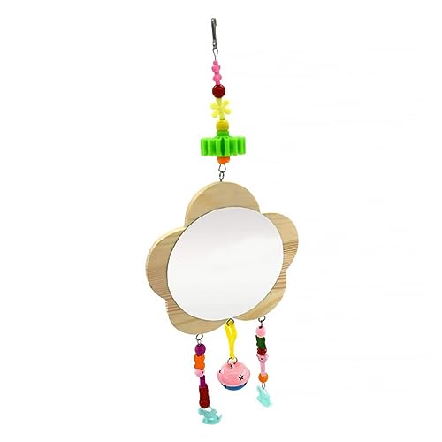 Wooden Hanging Mirror Toy for Chickens and Hens Bells Engaging Rooster Mirror for Fun and Physical Activity Chicken Coop