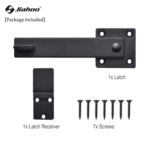6" Barn Door Flip Latch Sliding Door Latch Gate Latch for Fence, Shed Door, Farm Gate, Solid Metal Heavy Duty Iron Hardware, add More Security and Privacy, Matte Black