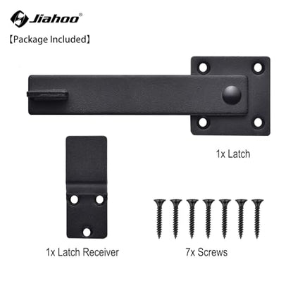 6" Barn Door Flip Latch Sliding Door Latch Gate Latch for Fence, Shed Door, Farm Gate, Solid Metal Heavy Duty Iron Hardware, add More Security and Privacy, Matte Black