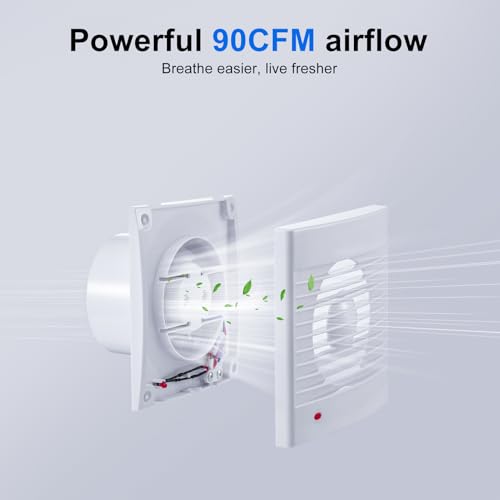 GROWNEER 4'' Wall Exhaust Fan, 15W 90 CFM Wall Mount Small Ventilation Fan, ABS Waterproof Wall Mount Ventilation Fan for Garage, Greenhouse, Shed, Shop