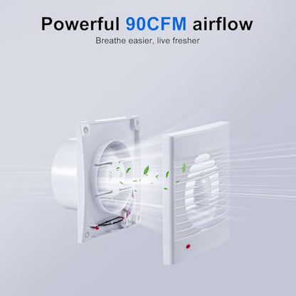 GROWNEER 4'' Wall Exhaust Fan, 15W 90 CFM Wall Mount Small Ventilation Fan, ABS Waterproof Wall Mount Ventilation Fan for Garage, Greenhouse, Shed, Shop