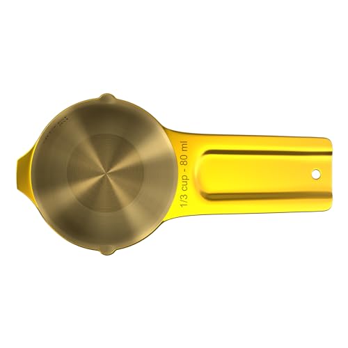 Color Up ⅓ Cup Measuring Cup (80 ml) – Premium Gold Stainless Steel, Accurate for Wet & Dry Ingredients, Embossed Markings, Easy-Pour Spouts, Dishwasher-Safe, Kitchen Essential - size: 1/3 Cup (80 ml) Gold