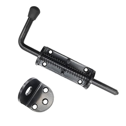 Black 2 Packs 8.5 Inch Heavy Duty Spring Loaded Latch Pin, Sliding Barrel Bolt Door Lock for Chests/Cabinets/Utility Trailer Gate, 2mm Thickened Interior and Outdoor Latch - size: 8.5