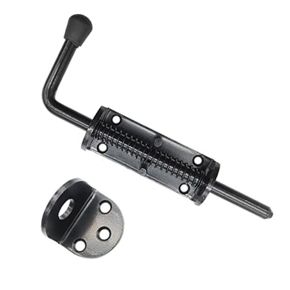 Black 2 Packs 8.5 Inch Heavy Duty Spring Loaded Latch Pin, Sliding Barrel Bolt Door Lock for Chests/Cabinets/Utility Trailer Gate, 2mm Thickened Interior and Outdoor Latch - size: 8.5