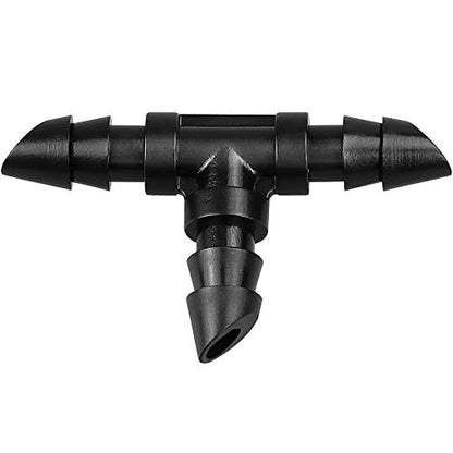 1/4" Drip Irrigation Tee Fittings, 60 Pieces Barbed Tee Connectors for 1/4 Inch Tubing, Drip Line 3-Way T Parts for Sprinkler Garden Lawn Irrigation System - size: 4/7mm Tees-60P
