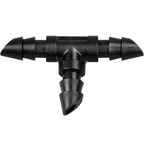 1/4" Drip Irrigation Tee Fittings, 60 Pieces Barbed Tee Connectors for 1/4 Inch Tubing, Drip Line 3-Way T Parts for Sprinkler Garden Lawn Irrigation System - size: 4/7mm Tees-60P