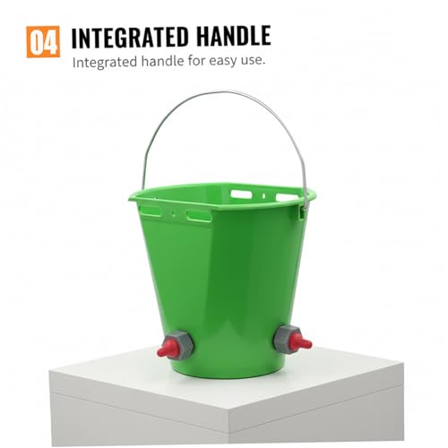 Feed Bucket, 8L Large Capacity Livestock Milk Goat Feeder with Nipple, Green Sheep Feeder & Baby Bottle Bucket for Calves, Lambs, and Kids, 3 Mouth - color: 3 Mouth