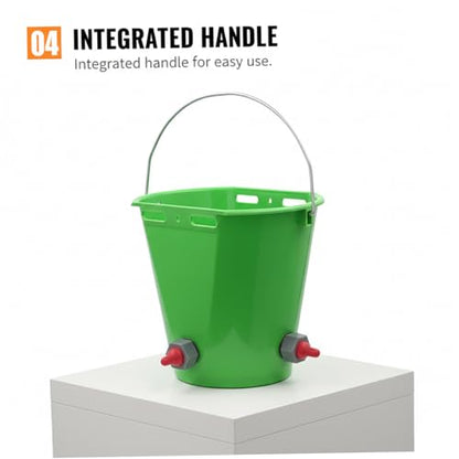 Feed Bucket, 8L Large Capacity Livestock Milk Goat Feeder with Nipple, Green Sheep Feeder & Baby Bottle Bucket for Calves, Lambs, and Kids, 3 Mouth - color: 3 Mouth