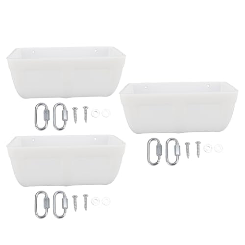 AMONIDA Hanging Poultry Feeder, Large Capacity Plastic Chicken Feeder, Space Saving Trough with Minimized Feed Waste, Ideal for Farm, Coop & Yard (White) - color: White