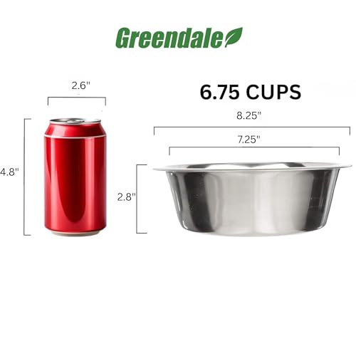2 Pack - 6.75 Cup (1.6 Liter) Stainless Steel Dog Bowls – Metal Dog Food Bowls, Dog Water Bowls, Pet Feeding Bowls, Replacement Bowls for Raised Stands, Rust Resistant, Dishwasher Safe - color: Stainless Steel