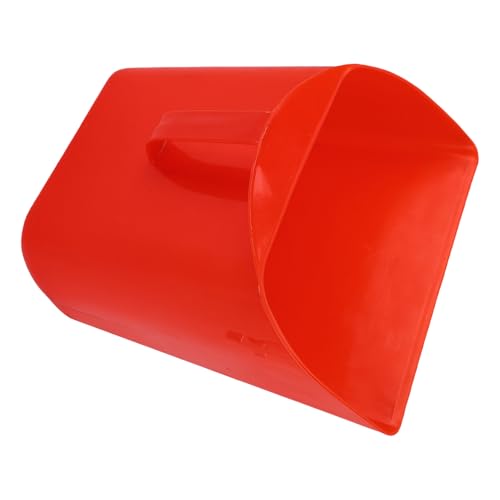 Large Plastic Feed Scoop with Side Handle for Livestock and Kitchen Use Red