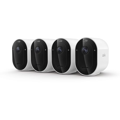 Arlo Pro Security Camera 2K HDR (6th Gen, 2025 Release) - Wireless Outdoor Camera, Rechargeable Removeable Battery, Emergency Response, 1-Month Trial of Secure Plan, 4 Cam, White, Motion Alert - color: White, size: 4 Cameras, style: Standard Battery