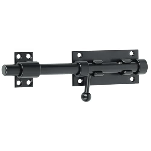 Alise Slide Lock SUS304 Stainless Steel Gate Latch, Slide Bolt Latch,Thickened Heavy Door Latch Lock,8 Inch Black Barrel Bolt Latch, Security Slide Latch Lock - color: Black, size: 8 Inch (Regular)