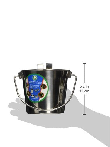 Advance Pet Products Heavy Stainless Steel with 2 Hook Bucket, 1 Quart Flat (Pack of 4) - size: 1 Quart (Pack of 4)