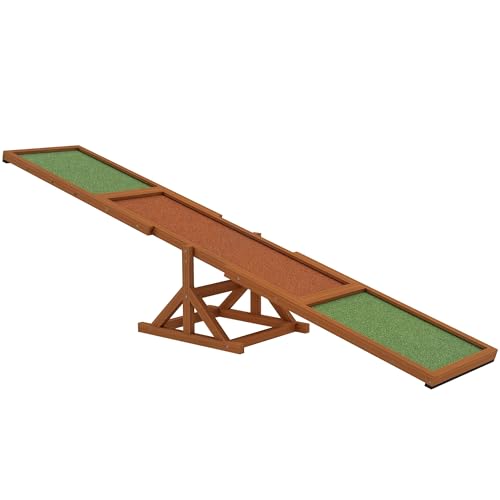 PawHut Wooden Dog Agility Seesaw for Training and Exercise, Platform Equipment Run Game Toy, Weather Resistant Pet Supplies, 83" L x 16" W x 14" H, Orange - color: Orange, size: 82.7" x 15.7" x 13.8"