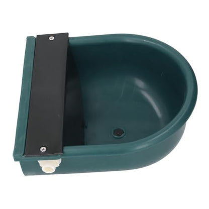 Plastic Livestock Water Bowl, Large Capacity Livestock Water Trough Bowl with Drainage Hole for Cattle, Sheep Horse,ABS Material Simple Installation (Blackish Green)