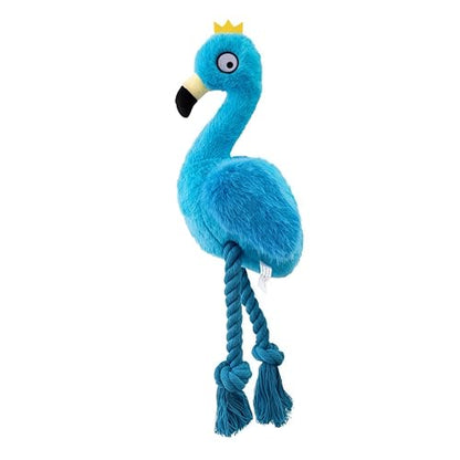 Plush Flamingo Dog Toy, Blue, Squeaky Stuffed Animal with Rope Legs, Interactive Chew Toy for Small, Medium Dogs - color: Blue Flamingo