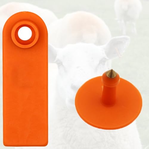 Blank Cattle Ear Tags for Farms/Pastures, Waterproof Livestock Plastic Cattle Identification Ring, Sheep Ear Tag Kit 1-100 Number Plastic Livestock Lug Tag(Orange,Sheep) - color: Orange, size: Sheep