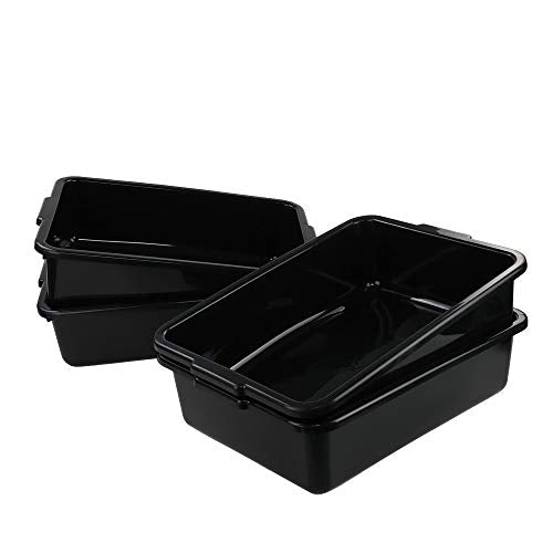 Kiddream13 Liter Commercial Bus Tray, Plastic Restaurant Wash Tubs Bus Tub BoxSet of 4, Black - color: Black, size: 13 Liter
