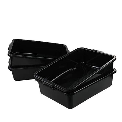 Kiddream13 Liter Commercial Bus Tray, Plastic Restaurant Wash Tubs Bus Tub BoxSet of 4, Black - color: Black, size: 13 Liter
