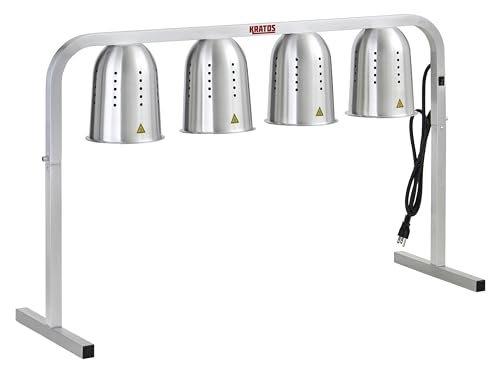 Kratos Commercial Food Warmer, Freestanding Heat Lamp with Four Bulbs, Adjustable Height, Silver, 120V, 1000W (31M-008) - size: 4 Bulb-Silver