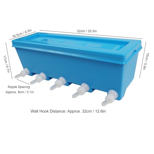 8L Animal Milk Feeder, 20.5 X 6.5 X 6.7in Farm Livestock Breeding Feeder with 5 Nipples, Livestock Feeding Tool for Sheep, Pigs, Puppies
