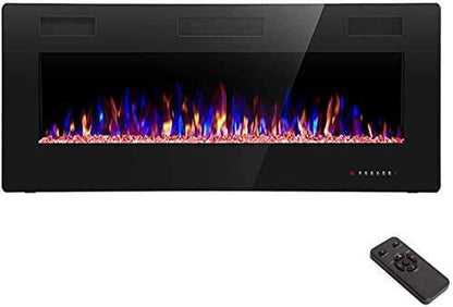 R.W.FLAME 42IN Recessed and Wall Mounted, The Thinnest Fireplace, Low Noise, Fit for 2 x 6 and 2 x 4 Stud, Remote Control with Timer, Touch Screen, Adjustable Flame Color and Speed - size: 42"