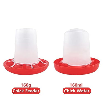Chick Feeder Waterer Kit, Drinkers Plastic Hanging Poultry Feeding Equipment Set Free Range Twist Lock Base Combo Outdoor Water Dispenser Container For Baby Chicken Quail Hen Duck Farm Coop Supplies