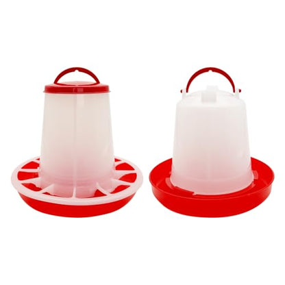 Chicken Feeder and Waterer Set, Chick Poultry Feeding Equipment Kit Automatic Feeding and Watering for Baby Turkey Guinea Fowl Quail Pigeons Ducks(2.2lb+1L)