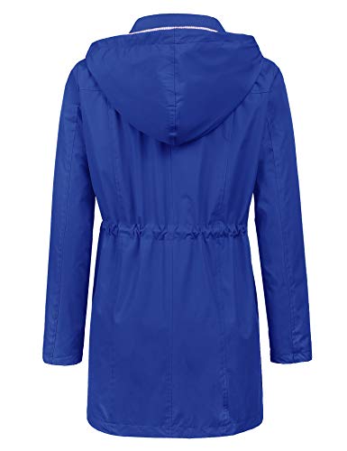 LOMON Raincoat Women Waterproof Long Hooded Trench Coats Lined Windbreaker Travel Jacket S-XXL - color: Blue, size: Medium