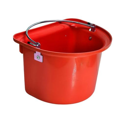 predolo Horse Feeder Feed Bucket Wear Resistant Sturdy PP Metal Ergonomic Handle Easy to Carry Suitable for Equestrian Stable Outdoor barn Livestock Care, Red - color: Red