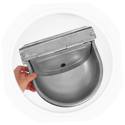 TOYANDONA Stainless Steel Automatic Water Bowl for Livestock Durable Waterer for Cattle Pigs Sheep with Float Valve Easy to Clean Generous Capacity for Farm Animals