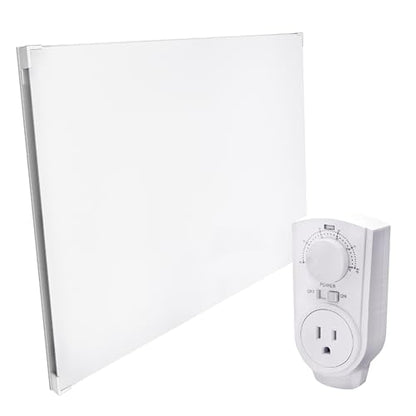 EconoHome Wall Mount Space Heater Panel - with Thermostat and Heat Guard Cover - 400W Convection Heater - for 120 Sq Ft Room - 120V Electric Heater - Updated Model - size: 400W