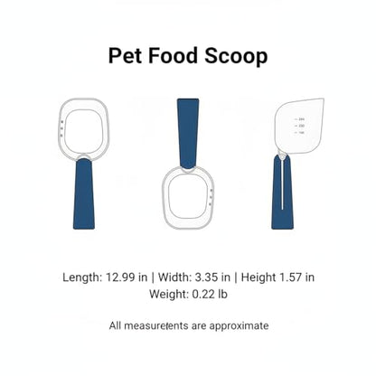 Pet Food Scoop with Built-in Bag Sealer, Durable PP Measuring Cup for Dry Kibble, 13-Inch Long Handle (Pink, Blue, Green) - color: Blue
