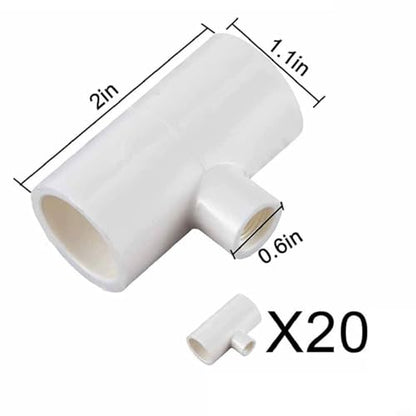 20 Pack Poultry Waterer PVC Tee Fitstings, Automatic Chicken Drinking Cups For Farm Livestock, Leak-Proof Thread Designed For Ducks Quails Rabbits Easy-Install