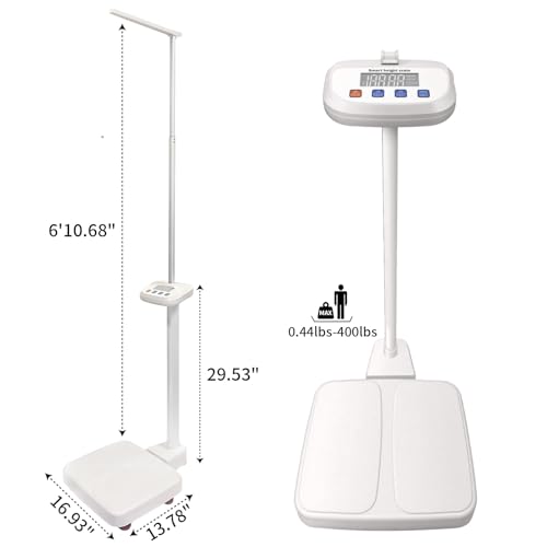 Digital Medical Scale,Professional Height and Weight Physicians Scale for Hospital, School, Beauty Salon.Measuring Range: 0.44 lbs - 400 lbs,2.3 ft - 6.9 ft. - size: 400lbs