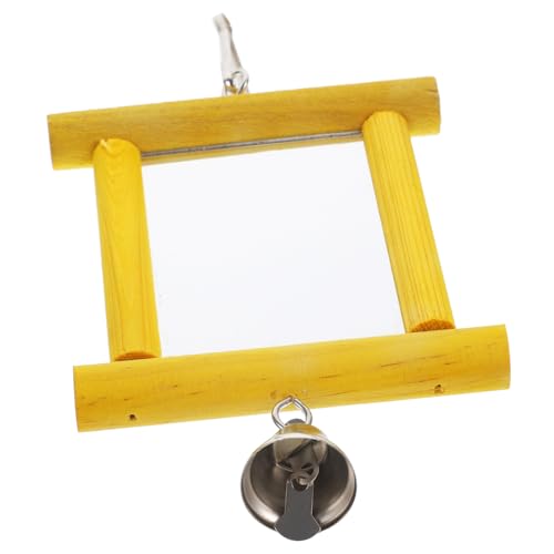 Hanging Bird Mirror Toy for Parakeets and Parrots Cockatiel Accessory with Bell Fun Design for Physical Activity Easy Installation for Macaws and - color: As Shown