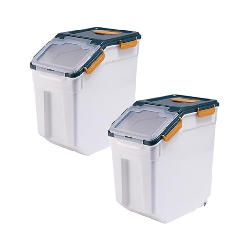 50 lbs Flour Storage Container, 2 Pack Rice Storage Container with Measuring Cup & Scoop, Pet Food Storage Container Dog Cat Food Bin, Blue - color: 50BL,2PCS,BLUE
