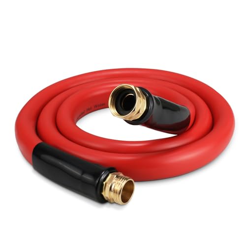 Garden Hose 5 ft x 5/8” Hot Water Hose,-50°F to 190°F,Burst 600Psi Flexible & Lightweight Upgraded Rubber Hoses,3/4” Solid Fittings for All-weather Outdoor Lawn & Garden - size: 5Ft, style: 5/8"